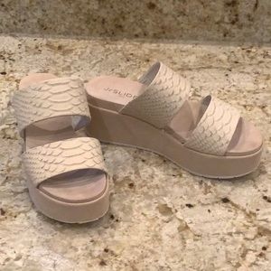 J\Slides Quincy Slide Platform Sandals in Cream!